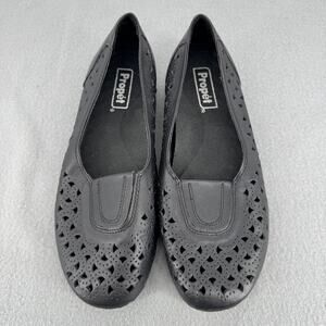 Propet Shoes Womens Size 9 Black‎ Leather Cutout Flats Comfort Walking WCX084L
